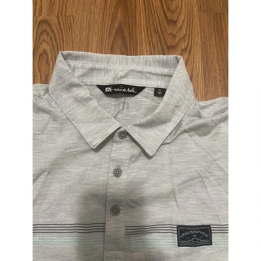 TravisMathew Polo Golf Shirt Mens XL Performance Stretch Heather Stripe